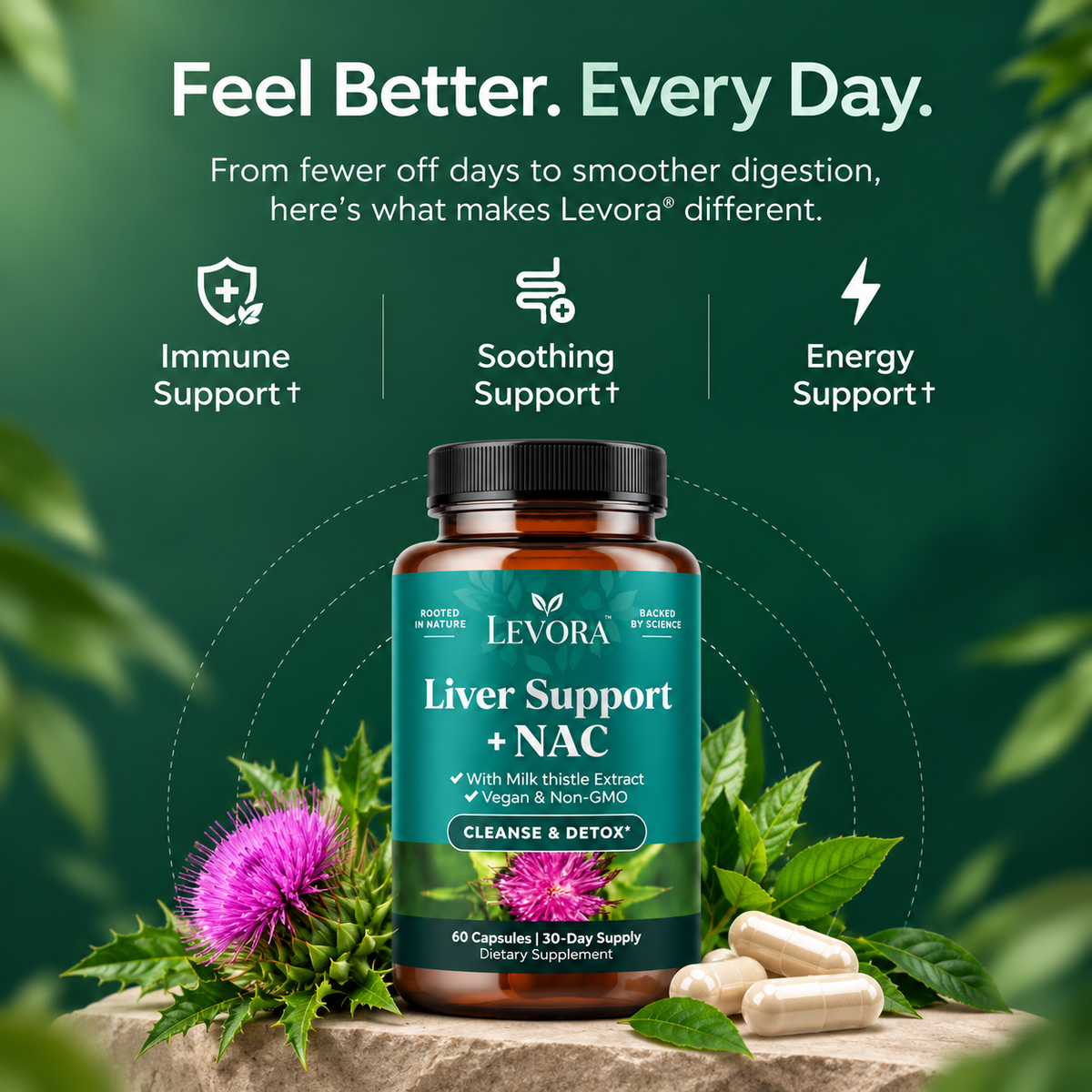 Levora Liver Support + NAC – 60 Capsules